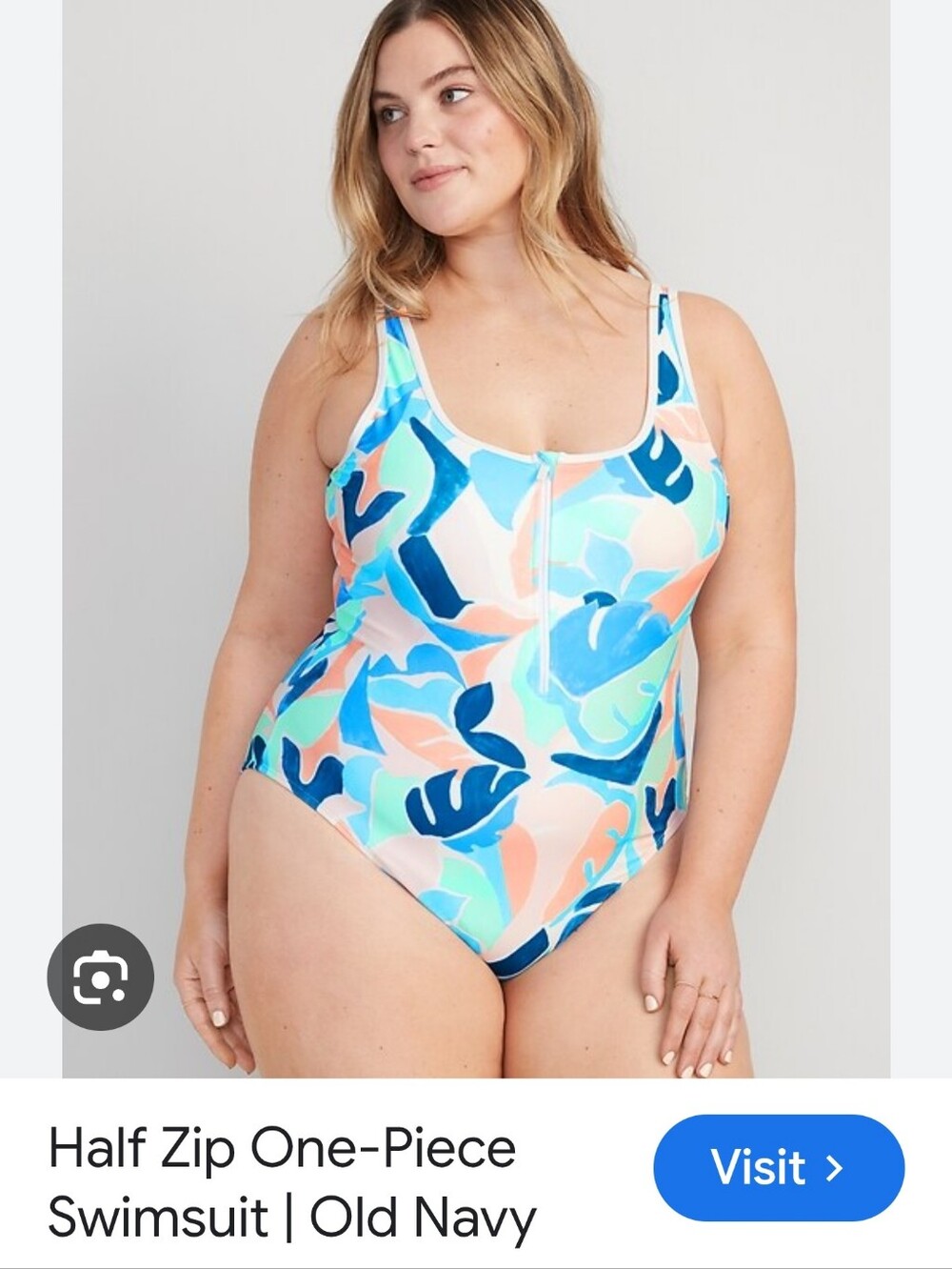 ❤️Old Navy White One-Piece Swimsuit with Blue and Mint Accents